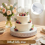 16 Inch Round Wedding Cake Stand for Cupcakes & Desserts, Silver in Silver, alternate view 3