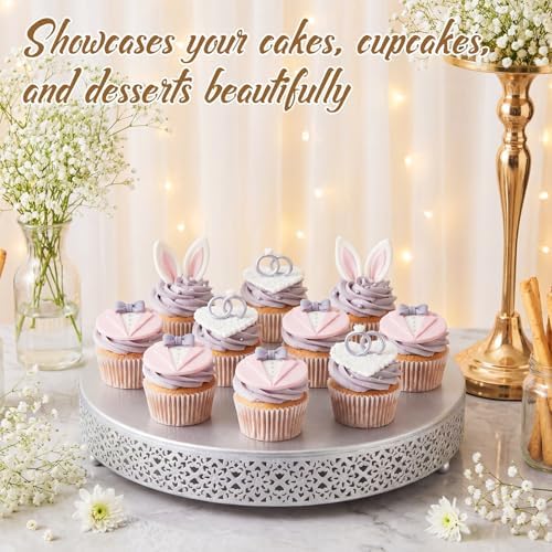 16 Inch Round Wedding Cake Stand for Cupcakes & Desserts, Silver in Silver, alternate view 5