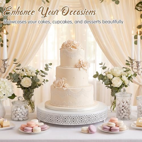 16 Inch Round Wedding Cake Stand for Cupcakes & Desserts, Silver in Silver, alternate view 6