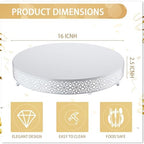 16 Inch Round Wedding Cake Stand for Cupcakes & Desserts, White in White, alternate view 2