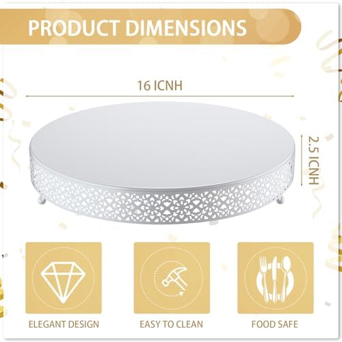 16 Inch Round Wedding Cake Stand for Cupcakes & Desserts, White in White, alternate view 2