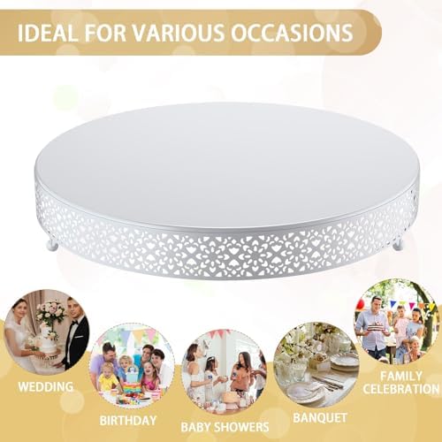16 Inch Round Wedding Cake Stand for Cupcakes & Desserts, White in White, alternate view 3