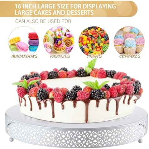 16 Inch Round Wedding Cake Stand for Cupcakes & Desserts, White in White, alternate view 4