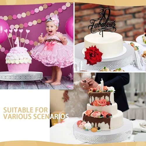 16 Inch Round Wedding Cake Stand for Cupcakes & Desserts, White in White, alternate view 6