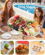 16" Large Serving Platter - Oval Large Serving Tray, Ceramic Turkey Platters, White Platters for Serving Food, alternate view