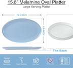 16" Melamine Oval Platter Set of 2- Lightweight Durable Serving Tray for Party, Catering & Home | Dishwasher, alternate view