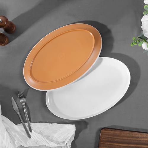 16" Melamine Oval Platter Set of 2 - Lightweight Durable Serving Tray for Party, Catering & Home | Dishwasher, alternate view