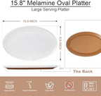 16" Melamine Oval Platter Set of 2 - Lightweight Durable Serving Tray for Party, Catering & Home | Dishwasher, alternate view