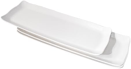 16" Melamine Serving Platters Set of 3, White Rectangular Trays in 16" in White