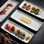 16" Melamine Serving Platters Set of 3, White Rectangular Trays in 16" in White, alternate view 2