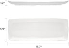 16" Melamine Serving Platters Set of 3, White Rectangular Trays in 16" in White, alternate view 3