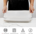 16" Melamine Serving Platters Set of 3, White Rectangular Trays in 16" in White, alternate view 4