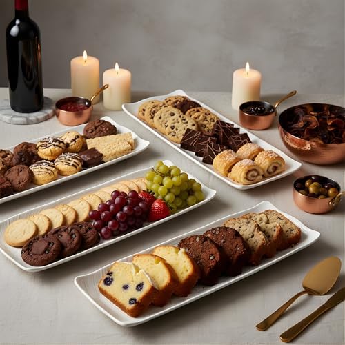 16" Melamine Serving Platters Set of 3, White Rectangular Trays in 16" in White, alternate view 5