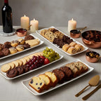 16" Melamine Serving Platters Set of 3, White Rectangular Trays in 16" in White, alternate view 5