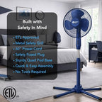 16" Oscillating Pedestal Fan with Folding Base - Blue in Blue, alternate view 5