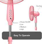 16" Oscillating Pedestal Fan with Folding Base - Pink in Pink, alternate view 4