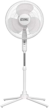 16" Oscillating Pedestal Fan with Folding Base - White in White
