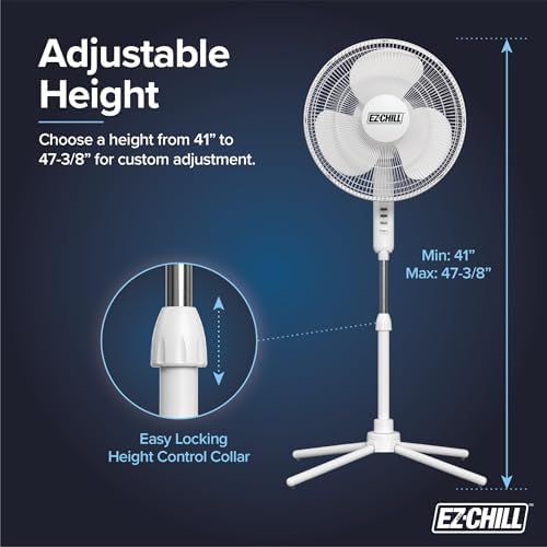 16" Oscillating Pedestal Fan with Folding Base - White in White, alternate view 2