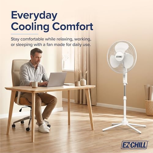 16" Oscillating Pedestal Fan with Folding Base - White in White, alternate view 4