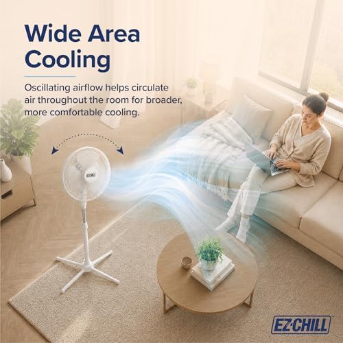 16" Oscillating Pedestal Fan with Folding Base - White in White, alternate view 5