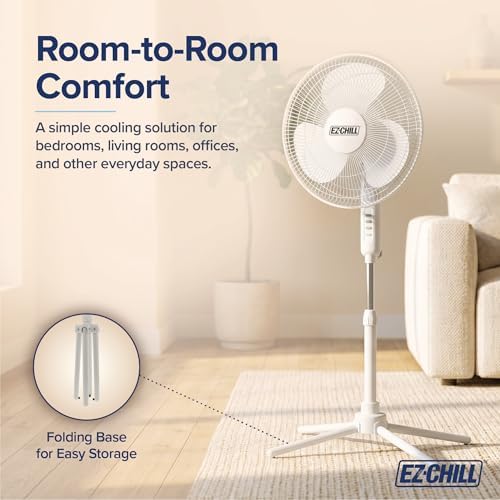 16" Oscillating Pedestal Fan with Folding Base - White in White, alternate view 6