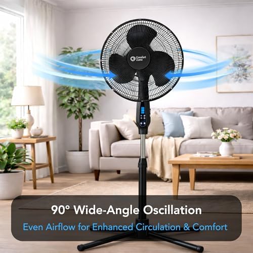 16" Oscillating Pedestal Fan with Remote & Folding Base, alternate view 2