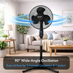 16" Oscillating Pedestal Fan with Remote & Folding Base, alternate view 2