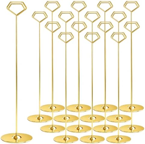16 Pack 12 Inch Table Number Holders, Gold Diamond Place Card Holders in Gold Diamond 16PK