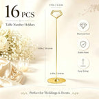 16 Pack 12 Inch Table Number Holders, Gold Diamond Place Card Holders in Gold Diamond 16PK, alternate view 3