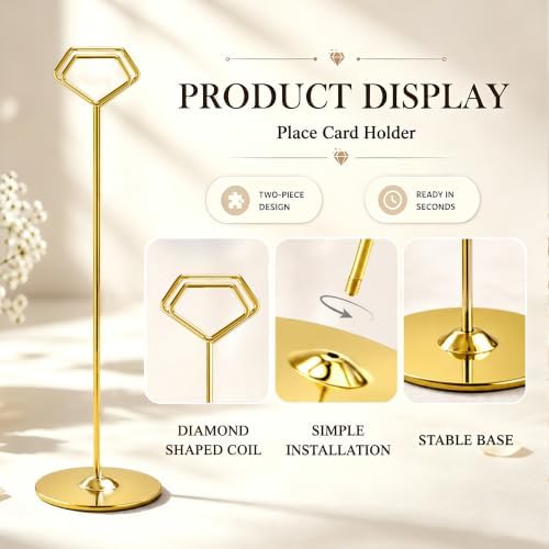 16 Pack 12 Inch Table Number Holders, Gold Diamond Place Card Holders in Gold Diamond 16PK, alternate view 4