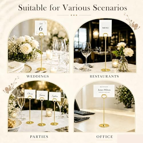 16 Pack 12 Inch Table Number Holders, Gold Diamond Place Card Holders in Gold Diamond 16PK, alternate view 5