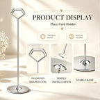 16 Pack 12 Inch Table Number Holders, Silver Diamond Place Card Holders, Steel Table Card Stands for Weddings, alternate view