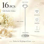 16 Pack 12 Inch Table Number Holders, Silver Diamond Place Card Holders, Steel Table Card Stands for Weddings, alternate view