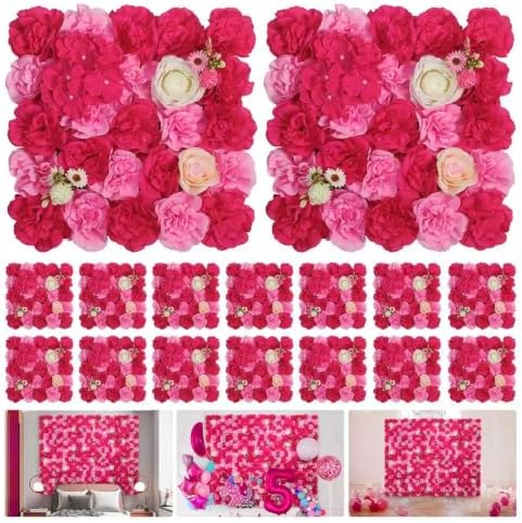 16-Pack 3D Artificial Flower Wall Panels, Floral Backdrop Decor