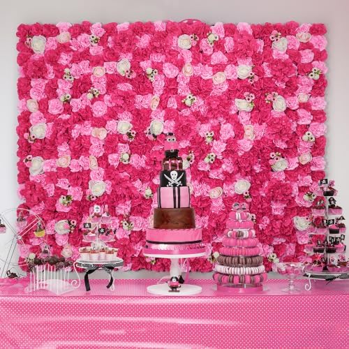 16-Pack 3D Artificial Flower Wall Panels, Floral Backdrop Decor, alternate view 2