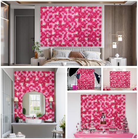 16-Pack 3D Artificial Flower Wall Panels, Floral Backdrop Decor, alternate view 4