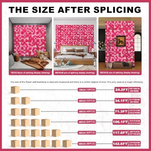 16-Pack 3D Artificial Flower Wall Panels, Floral Backdrop Decor, alternate view 5