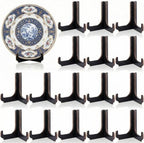 16 Pack 4 Inch Easel Plate Stands Bulk Black Wooden Display Holders Picture Plate Stand for Home Table