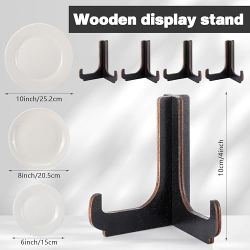 16 Pack 4 Inch Easel Plate Stands Bulk Black Wooden Display Holders Picture Plate Stand for Home Table, alternate view 3