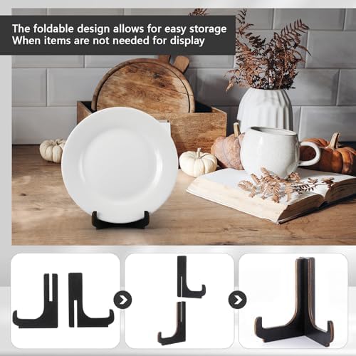 16 Pack 4 Inch Easel Plate Stands Bulk Black Wooden Display Holders Picture Plate Stand for Home Table, alternate view 4