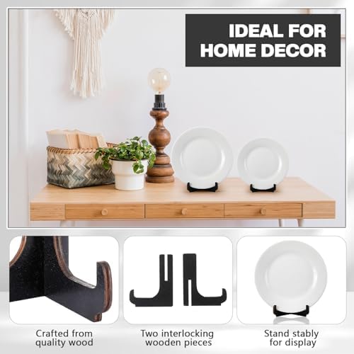 16 Pack 4 Inch Easel Plate Stands Bulk Black Wooden Display Holders Picture Plate Stand for Home Table, alternate view 5