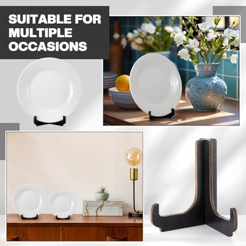16 Pack 4 Inch Easel Plate Stands Bulk Black Wooden Display Holders Picture Plate Stand for Home Table, alternate view 6