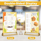 16 Pack Acrylic Sign Holder 8.5 x 11, Double Sided Gold Picture Frame Stand up Table Top Sign Holders, Clear, alternate view