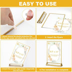 16 Pack Acrylic Sign Holder 8.5 x 11, Double Sided Gold Picture Frame Stand up Table Top Sign Holders, Clear, alternate view