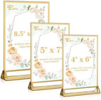 16 Pack Acrylic Sign Holder 8.5 x 11, Double Sided Gold Picture Frame Stand up Table Top Sign Holders, Clear, alternate view