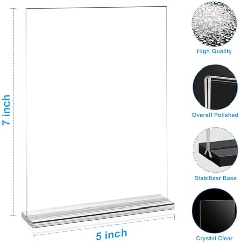 16 Pack Acrylic Sign Holders 5x7 Double-Sided Tabletop Display Stands for Menus Flyers & Signs, Clear Acrylic, alternate view