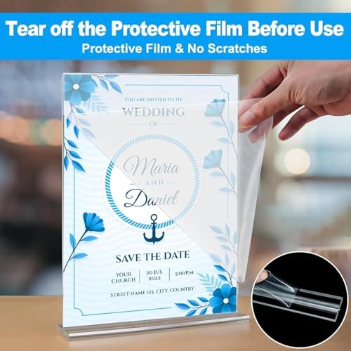 16 Pack Acrylic Sign Holders 5x7 Double-Sided Tabletop Display Stands for Menus Flyers & Signs, Clear Acrylic, alternate view