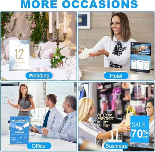 16 Pack Acrylic Sign Holders 5x7 Double-Sided Tabletop Display Stands for Menus Flyers & Signs, Clear Acrylic, alternate view
