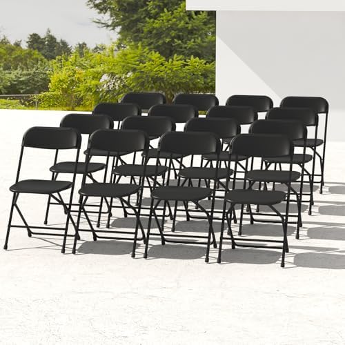 16 Pack Black Folding Chairs for School Events Wedding Party Picnic
