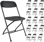 16 Pack Black Folding Chairs, Portable Party Chairs, Plastic Folding Chair, Stackable Commercial Seats with